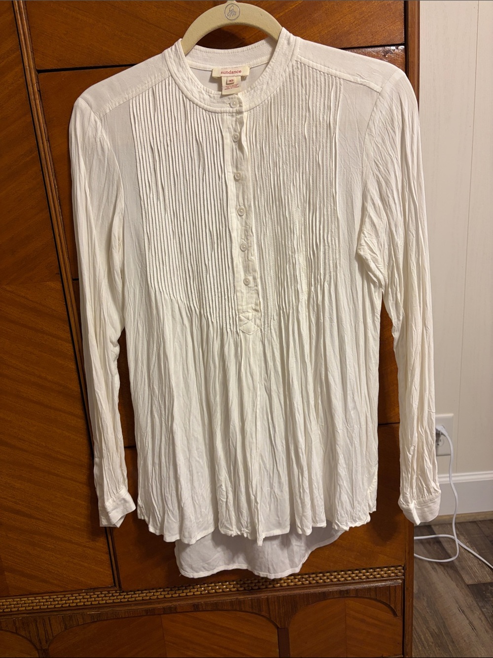 Sundance Catalog High Low Pleated Top White Size XS